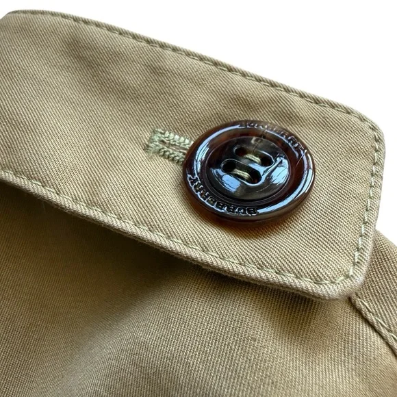 Burberry London Cropped Trench Jacket S Tan Cotton Italy Made Double Breasted - Picture 3 of 10